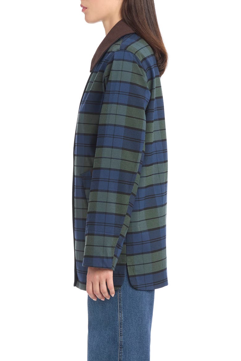 Plaid Water Resistant Rain Jacket, Alternate, color, GREEN TARTAN PLAID