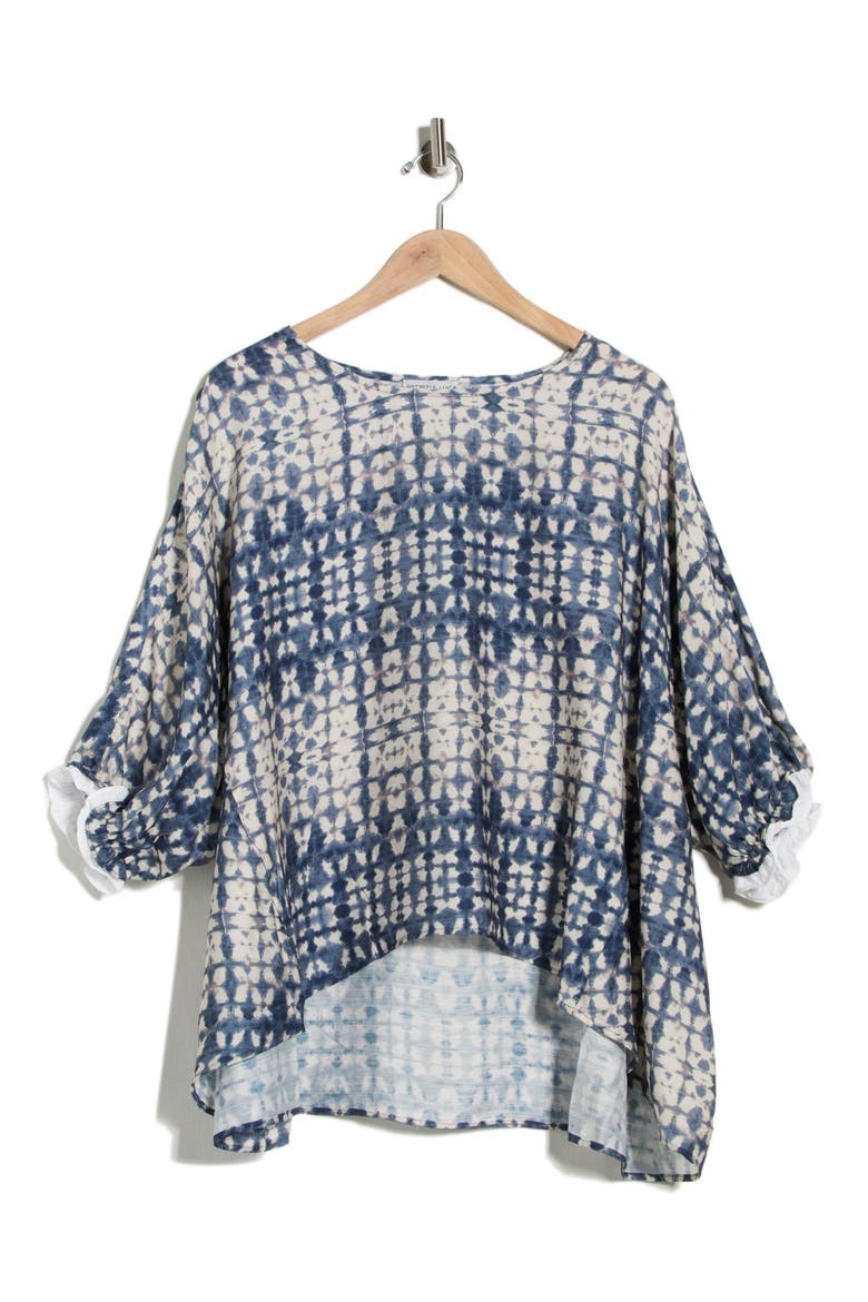 Printed Boxy Top, Alternate, color, BLUE