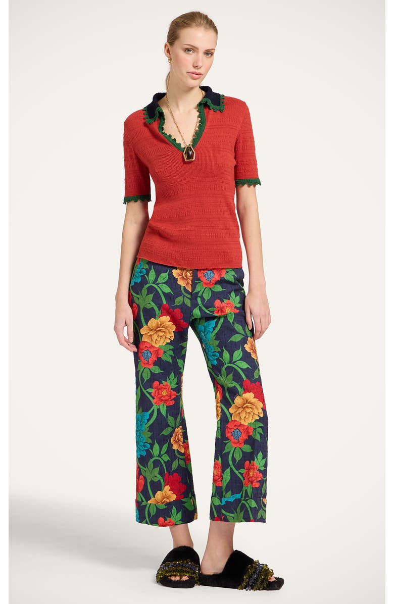 La DoubleJ Picket Polo Top, Main, color, Solid Terra