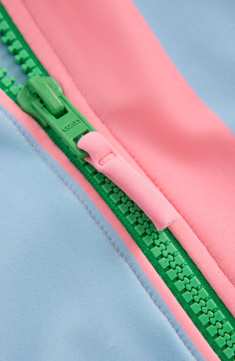 Mini Boden Kids' Long Sleeve Zip-Up One-Piece Rashguard Swimsuit, Alternate, color, Hotpotch Stripe