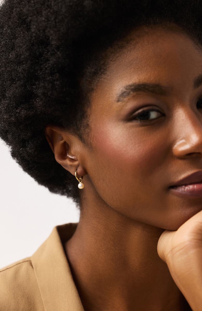 Ana Luisa Small Gold Hoop Earrings - Gold Pearl Hoops, Alternate, color, Gold