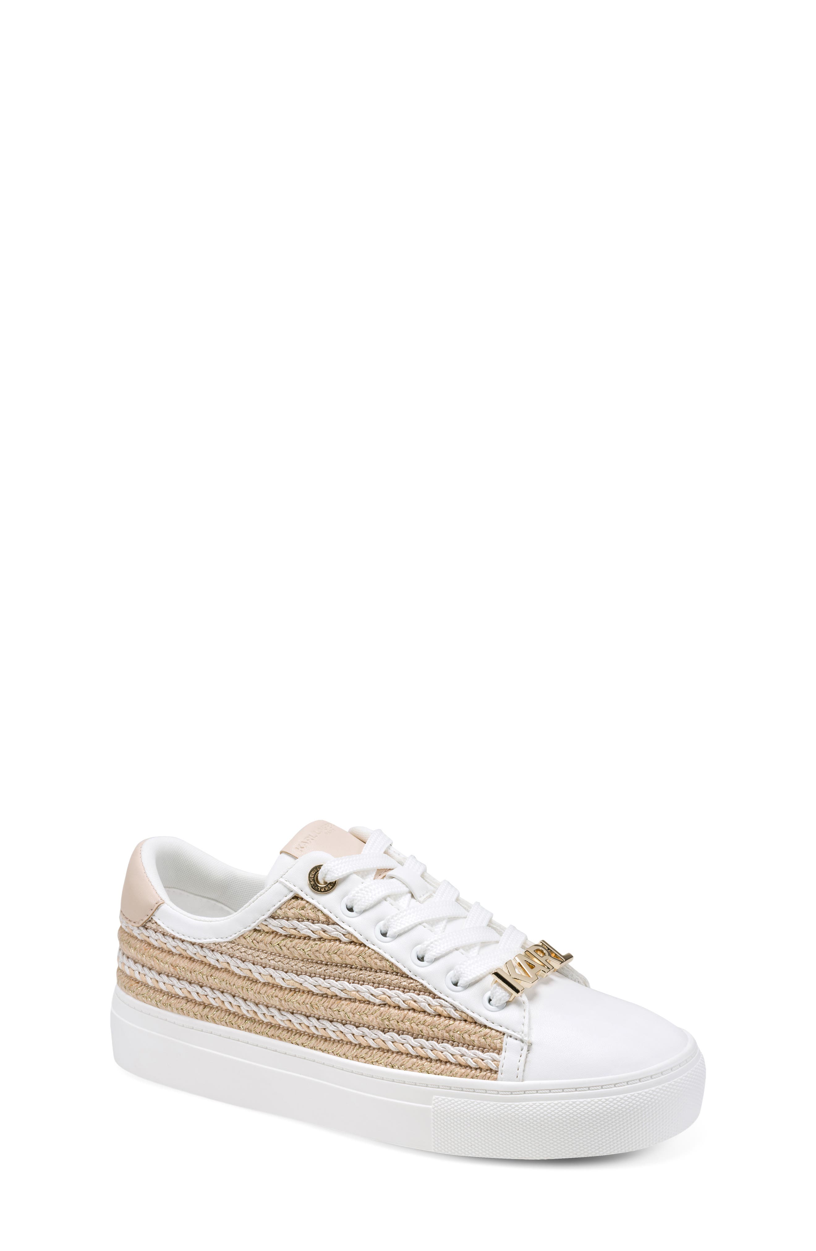 KARL LAGERFELD PARIS Cate Sneaker, Main, color, Natural/ Bright White
