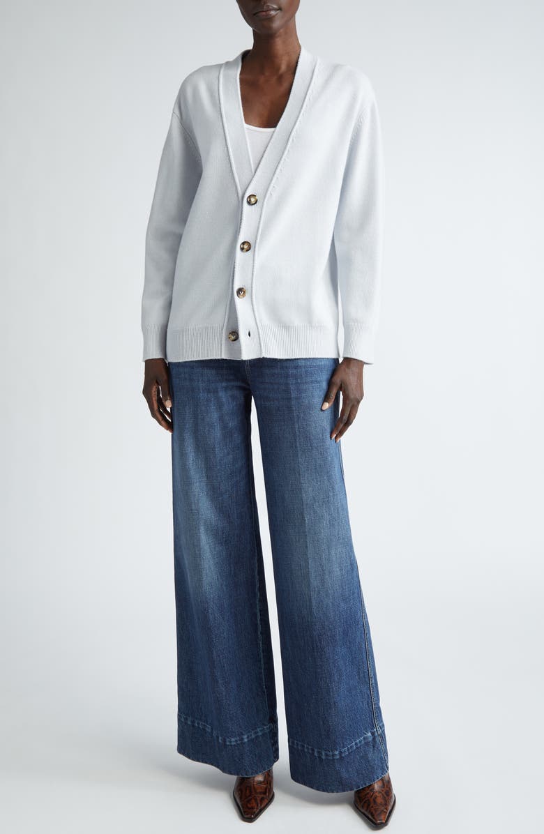 Bottega Veneta Leather Patch Cashmere Blend Cardigan, Alternate, color, 