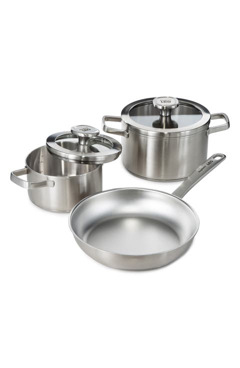 Graphite 5-Piece Recycled Stainless Steel Stockpot and Fry Pan Set