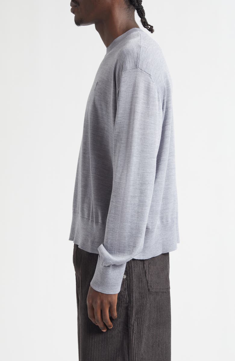 AMI PARIS Ami de Coeur Embroidered Wool & Silk Sweater, Alternate, color, Gris