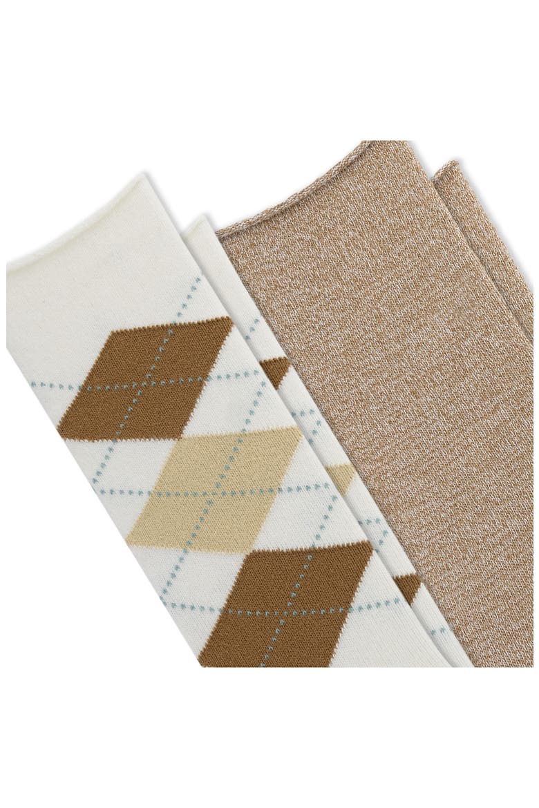 Supersoft Argyle 2-Pack Crew Socks, Alternate, color, IVORY