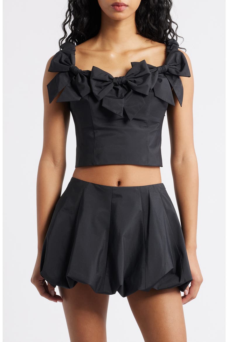 Winston Bow Off the Shoulder Crop Top, Main, color, BLACK