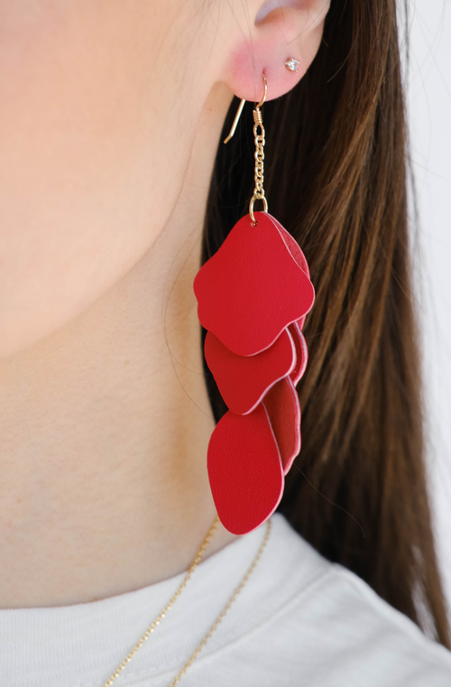 Nickel & Suede Florence Earrings In Pomegranate/silver Metal