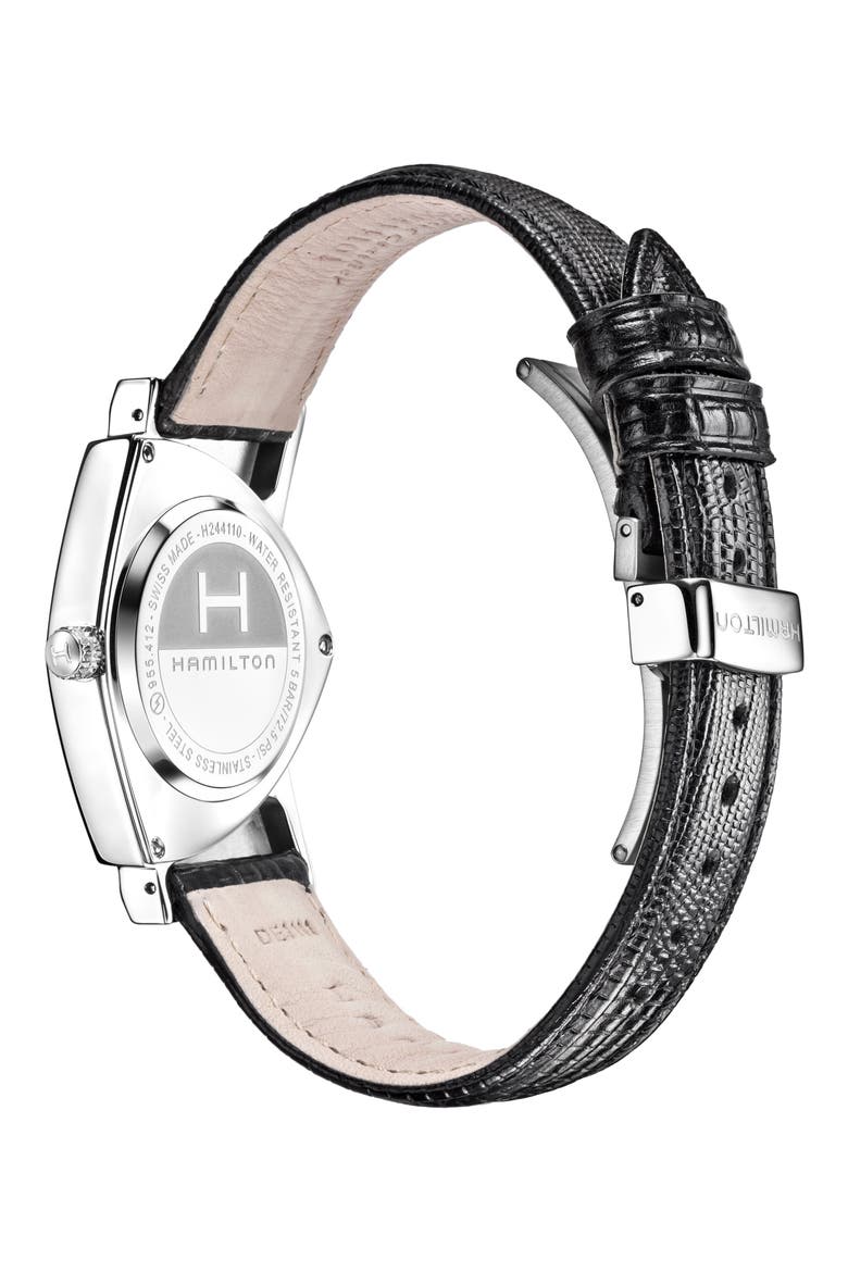 Ventura Leather Strap Watch, 32mm x 50mm, Alternate, color, BLACK/ SILVER