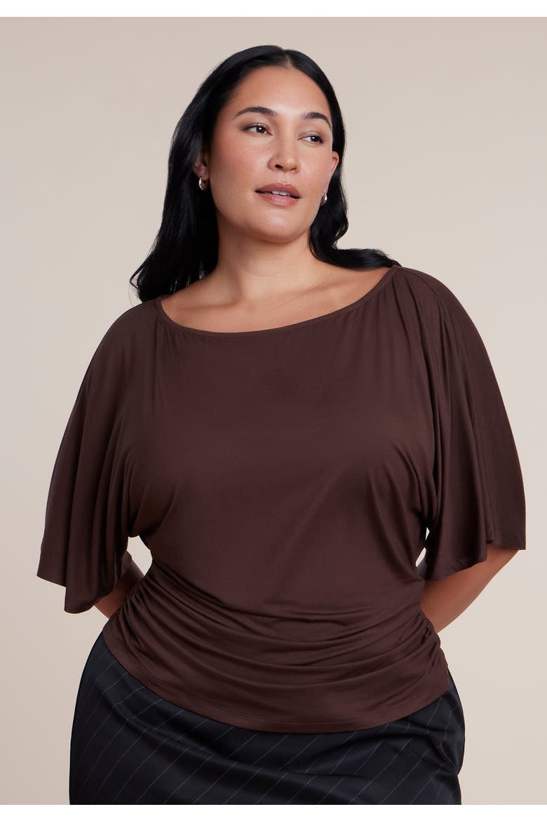 Cinched Waist Draped Top, Main, color, LIGHT HICKORY