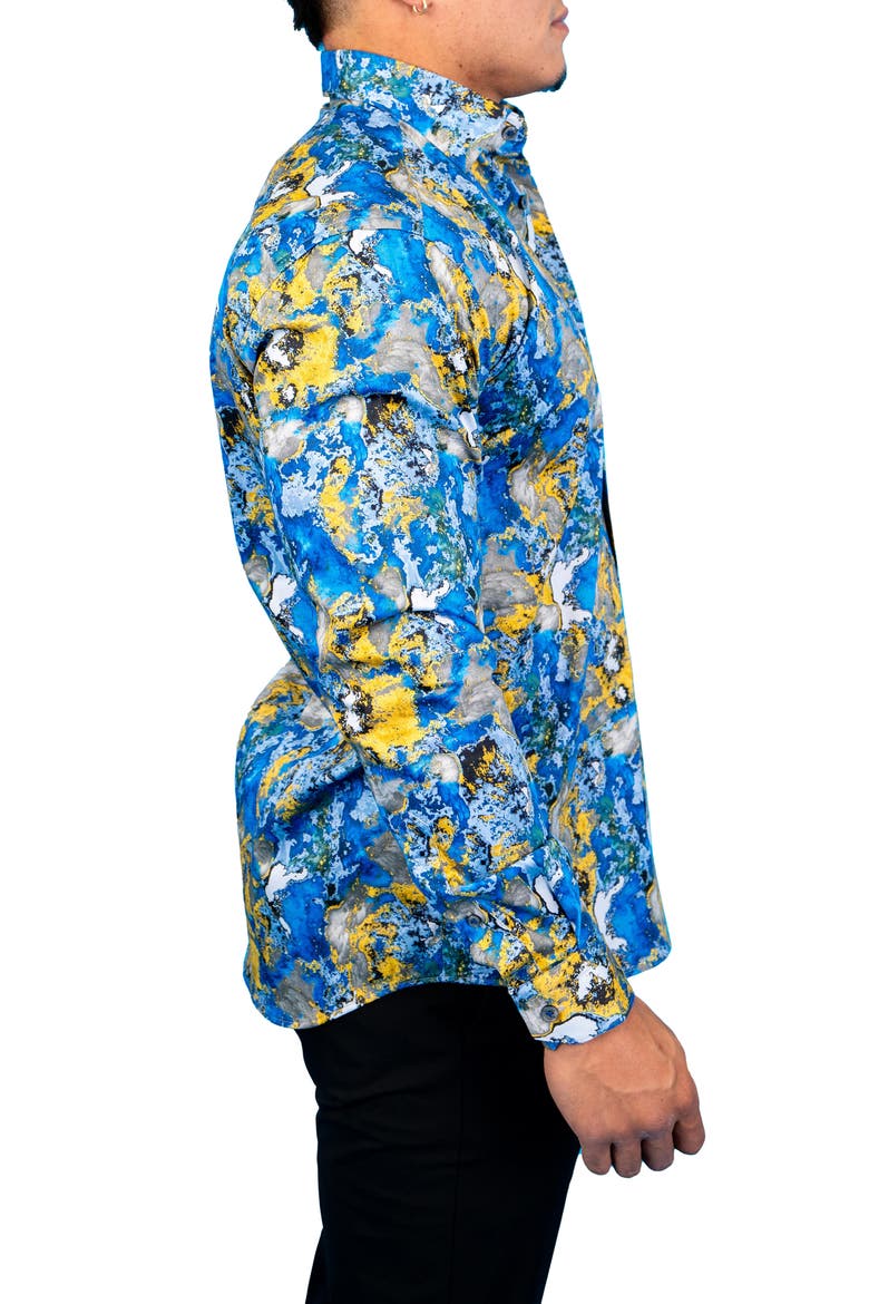 Fibonacci Geo Multi Contemporary Fit Button-Up Shirt, Alternate, color, BLUE MULTI