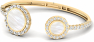 Everlee Mother of Pearl and Lab Diamond Hinged Cuff in 14K Gold