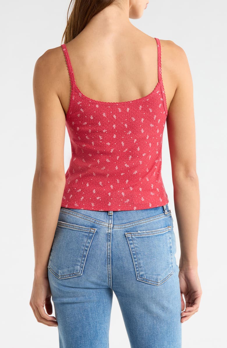 Re/Done Jolie Scallop Trim Cotton Pointelle Crop Tank, Alternate, color, Bandana Honeycomb
