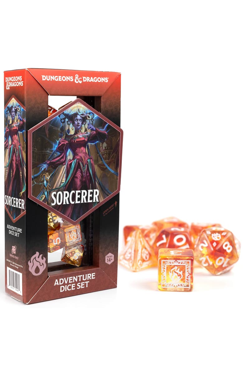 Dungeons & Dragons D&D Adventure Dice Sorcerer Orange, 16Pc Rpg Set, Main, color, Orange