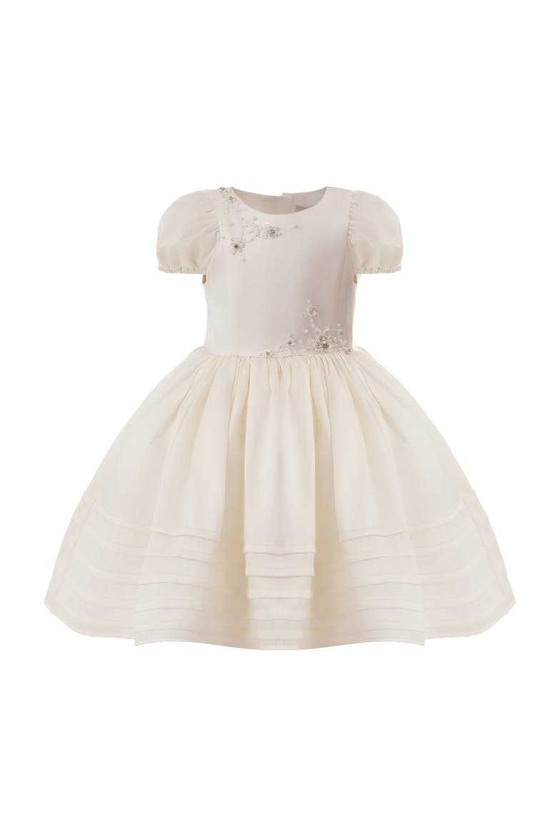 Embroidered Pleated Dress, Main, color, Ivory
