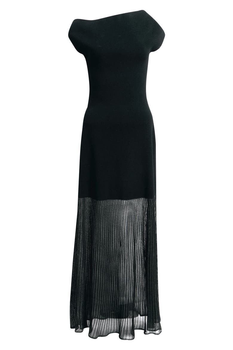 Vinka Mixed Media Maxi Dress, Alternate, color, BLACK