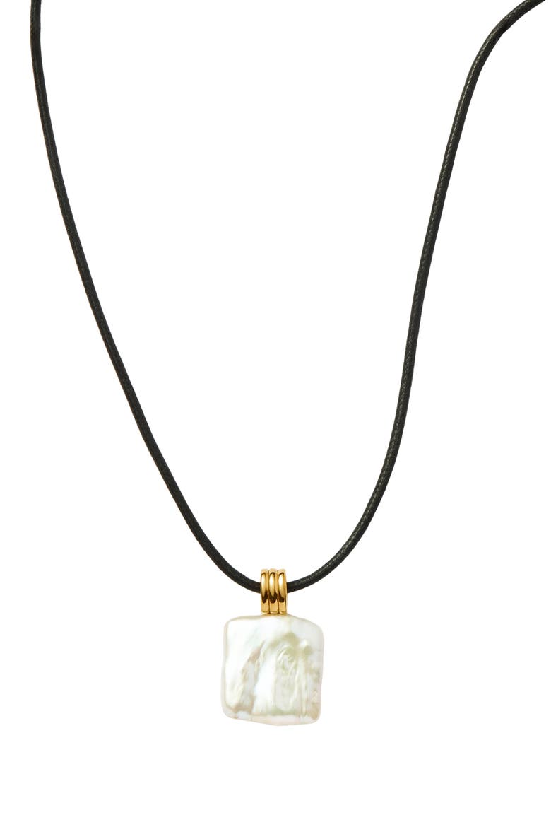 Square Freshwater Pearl Pendant Necklace, Main, color, GOLD