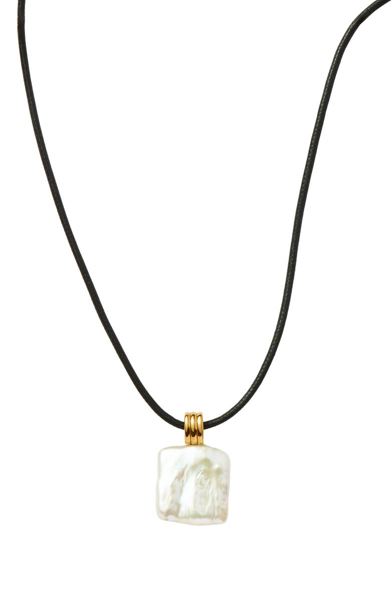 Missoma Square Freshwater Pearl Pendant Necklace, Main, color,