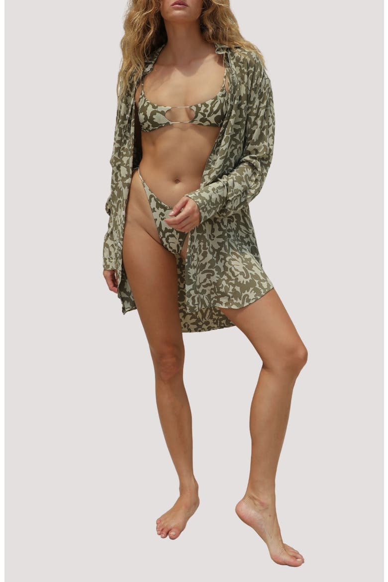 Print Long Sleeve Cover-Up Shirtdress, Main, color, BAJA BLOOM
