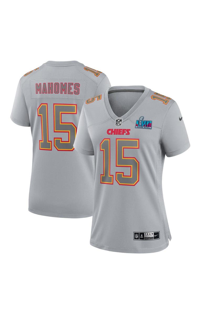 Nike Women's Nike Patrick Mahomes Gray Kansas City Chiefs Super Bowl LVII Patch Atmosphere Fashion Game Jersey, Alternate, color,