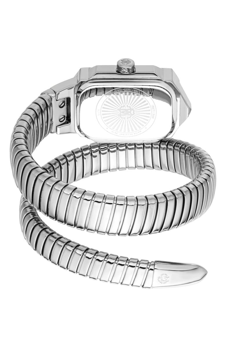 Roberto Cavalli Vera Snake Wraparound Bracelet Watch, 22mm x 32mm, Alternate, color, Silver