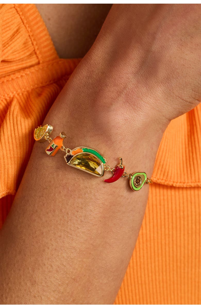 Alex and Ani Taco Inline Charm Bracelet, Alternate, color, Gold