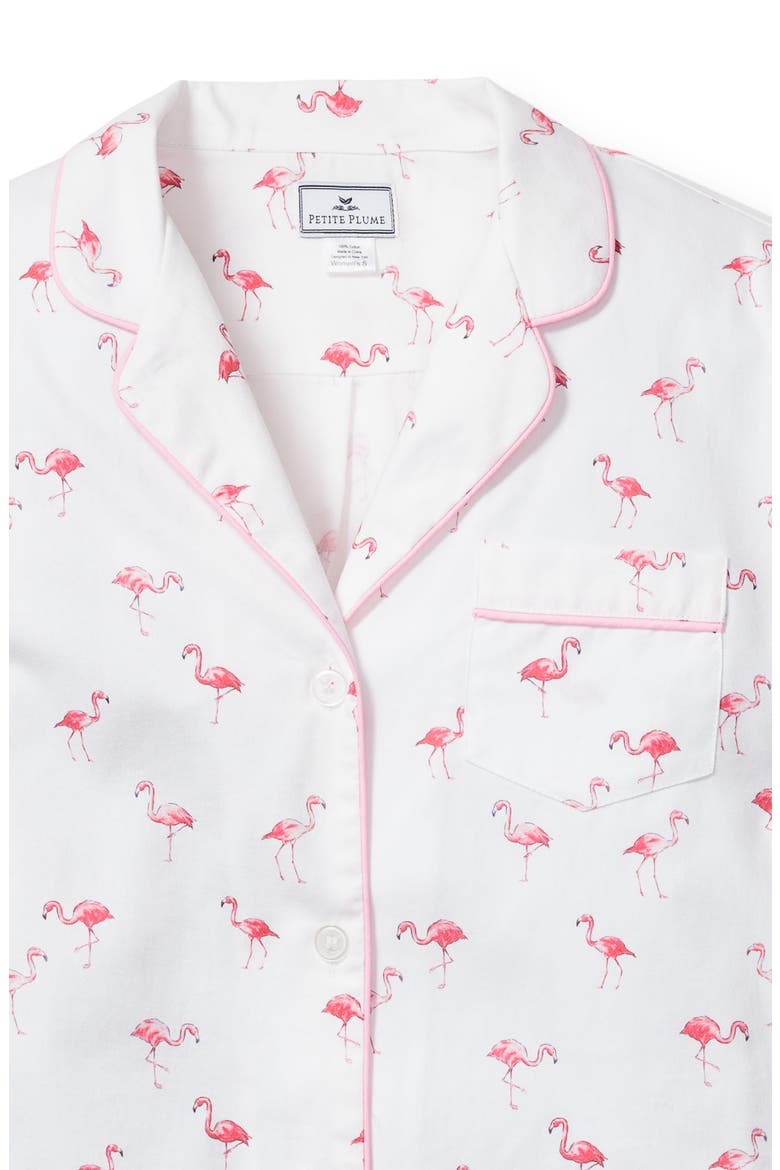 Flamingos Cotton Pajamas, Alternate, color, WHITE