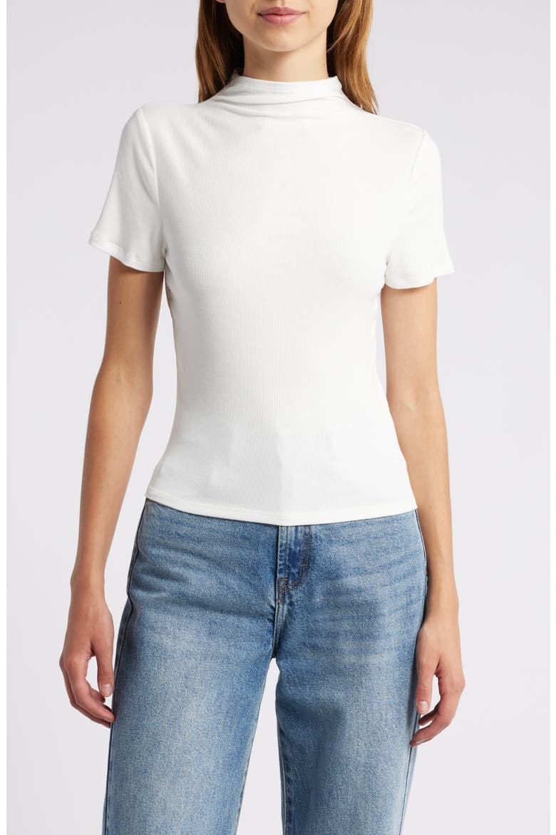 Blanche Mock Neck Rib Top, Main, color, IVORY