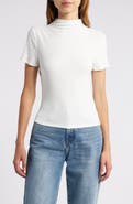 PAIGE Blanche Mock Neck Rib Top