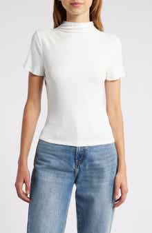 PAIGE Blanche Mock Neck Rib Top