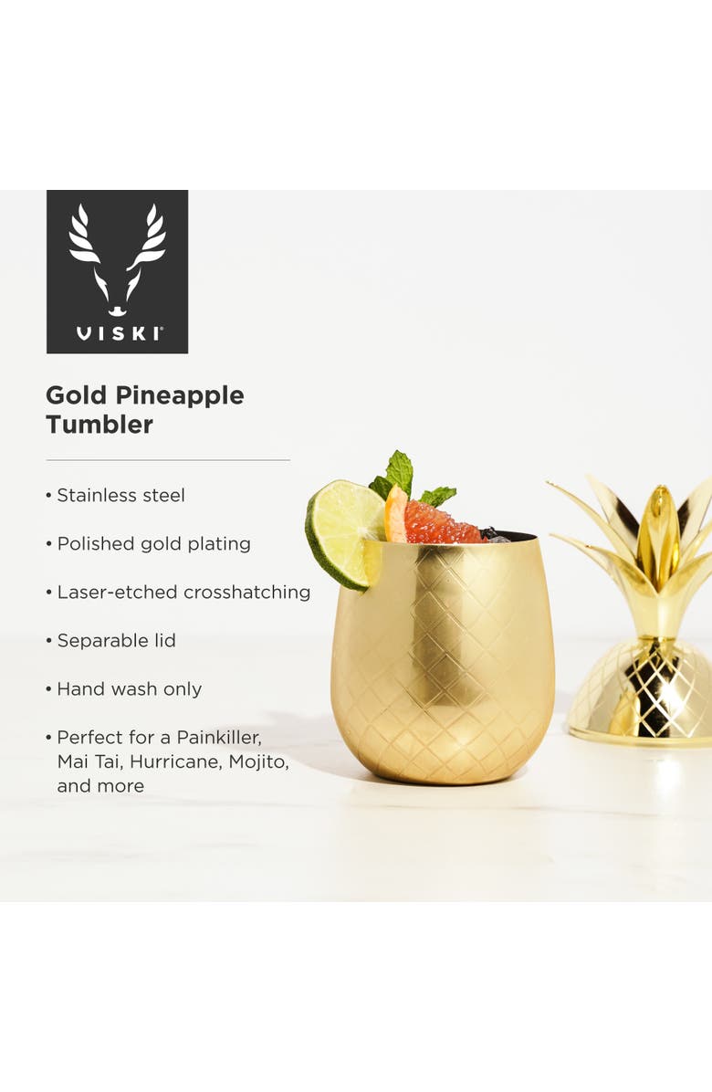 Viski Pacific Pineapple Tumbler, Alternate, color, Gold