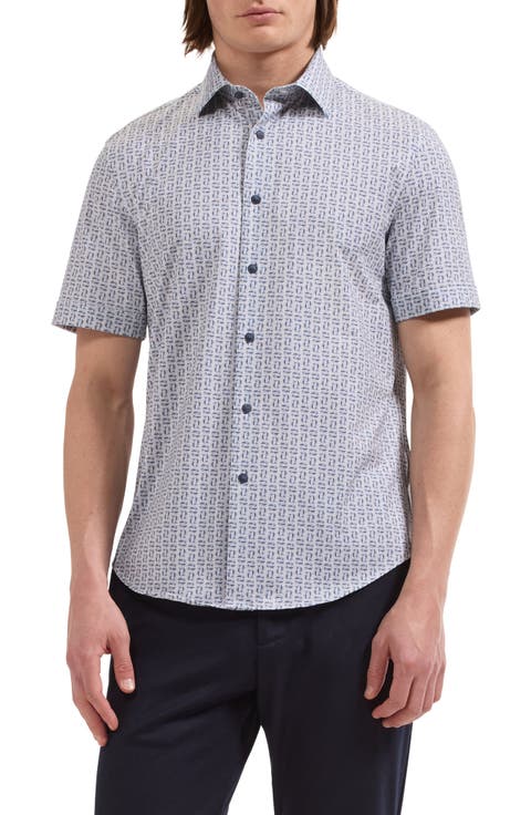 Miles OoohCotton® Print Short Sleeve Button-Up Shirt