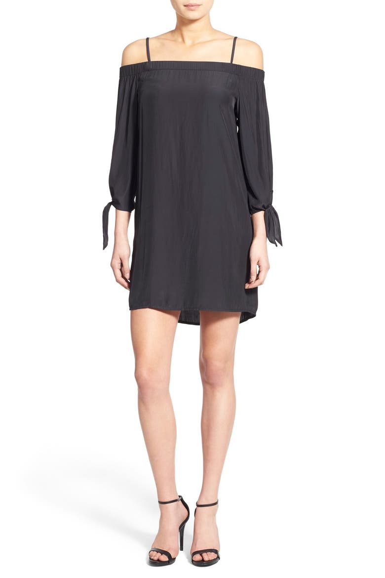 Cold Shoulder Shift Dress, Main, color, BLACK