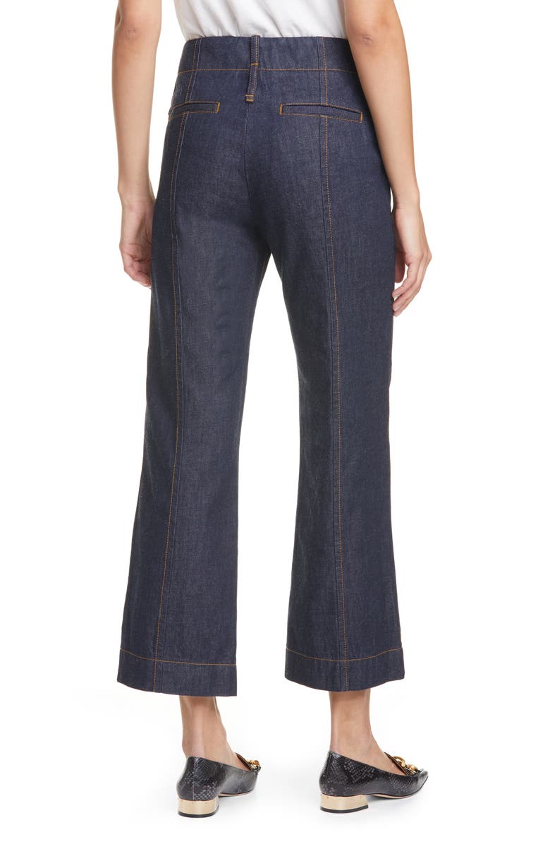 Tory Burch Crop Flare Nonstretch Jeans, Alternate, color, 