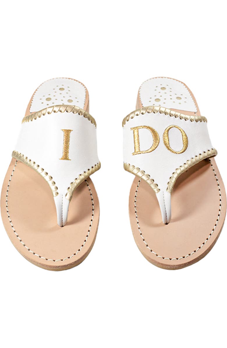Jack Rogers Embroidered I Do Thong Sandal, Main, color, White/Platinum/Plati