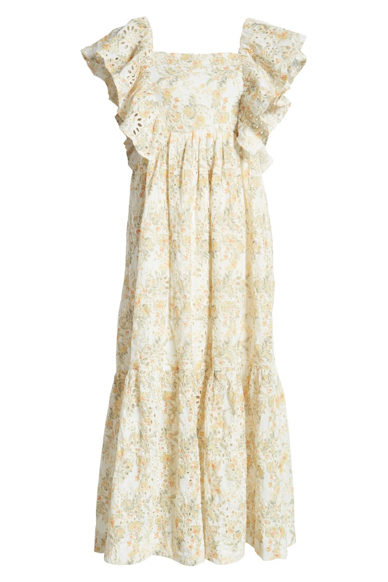 Opposites Floral Eyelet Dress, Alternate, color, YELLOW