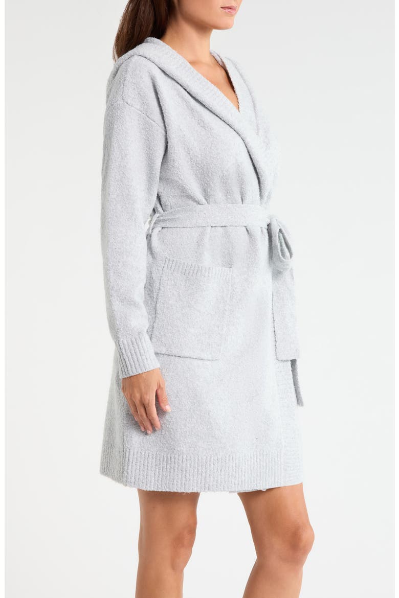 Cloud Soft Hooded Short Robe, Alternate, color, GREY LIGHT HEATHER