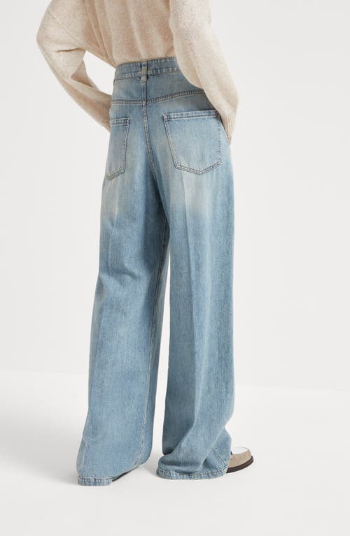 Brunello Cucinelli Monili-trim Low-rise Wide-leg Jeans In Light Denim