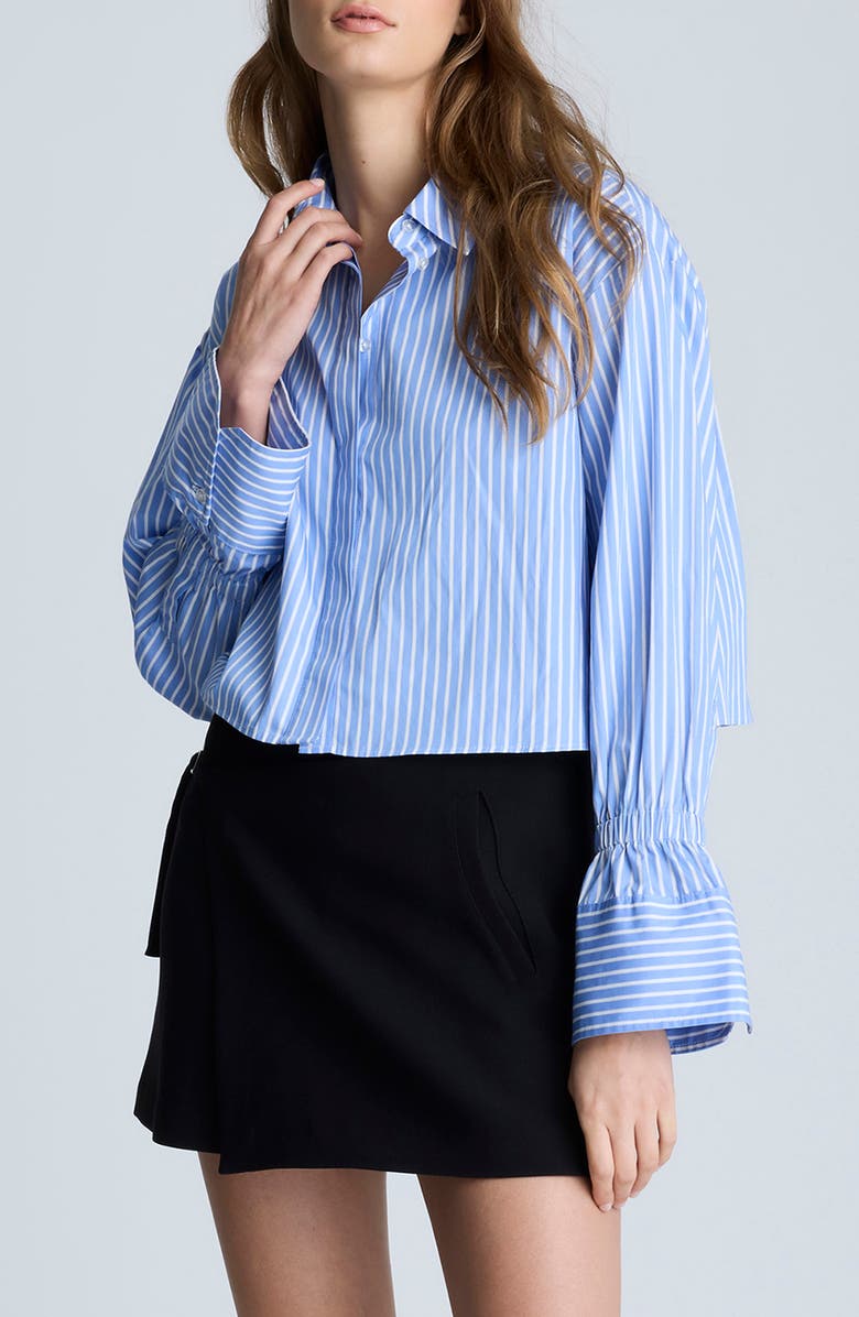 Kenneth Cole Stripe Crop Button-Up Shirt, Main, color,