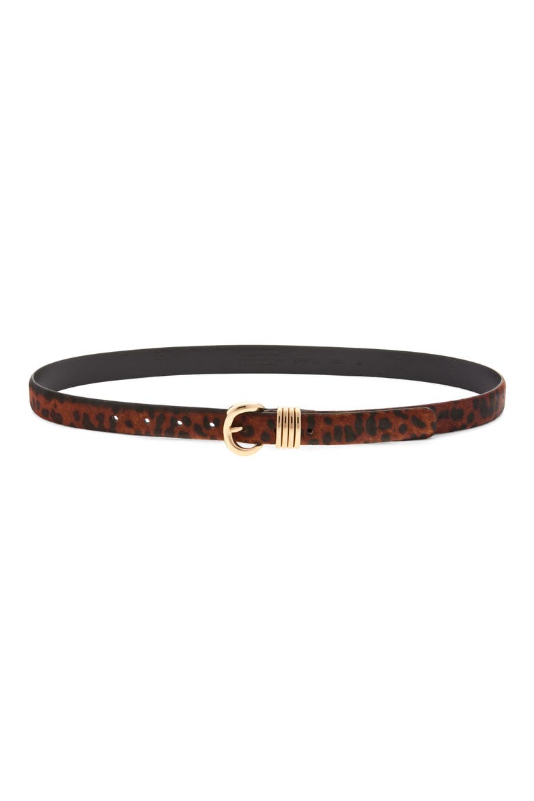 Inez Leopard Calf Hair Leather Belt, Main, color, CARAMEL MULTI