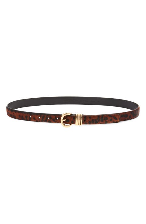 Inez Leopard Calf Hair Leather Belt