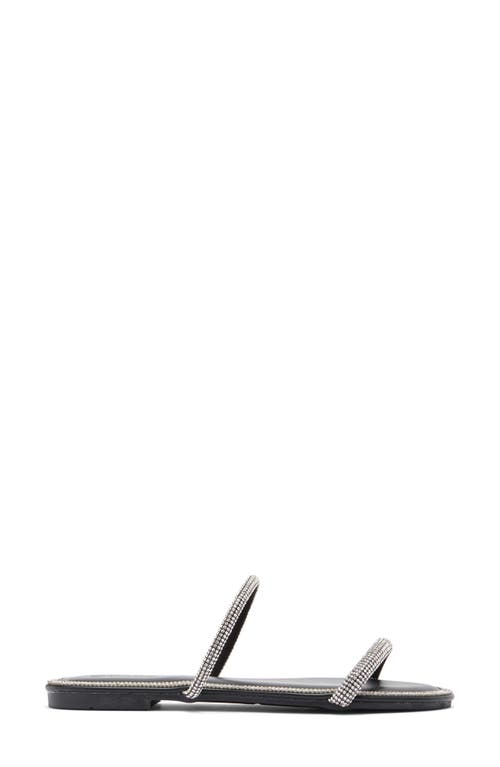 Wild Diva Lounge Roo Rhinestone Slide Sandal In Black