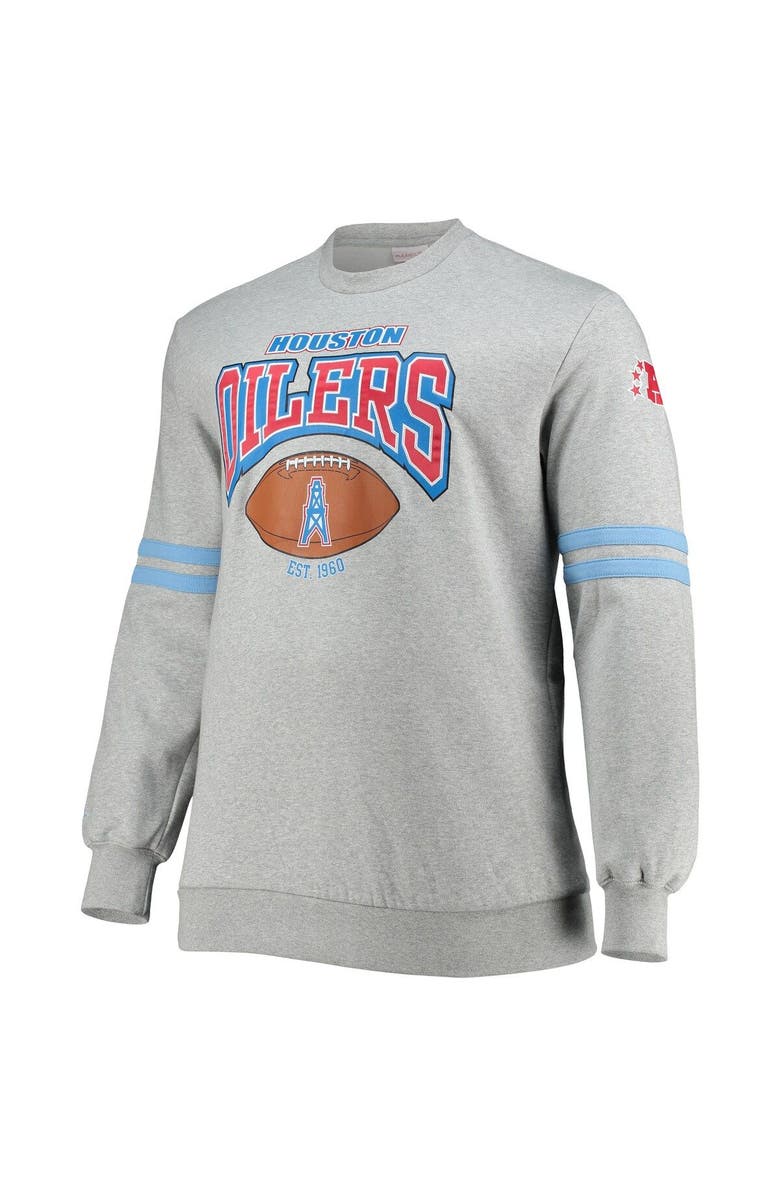 Mitchell & Ness Men's Mitchell & Ness Heathered Gray Houston Oilers Big & Tall Gridiron Classics Allover Print Pullover Sweatshirt, Alternate, color, 
