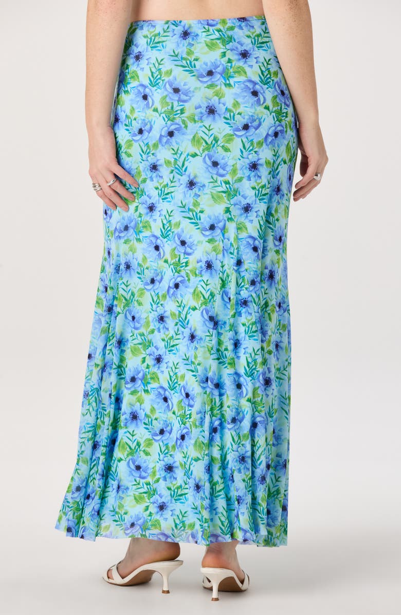 ASTR the Label Mejra Floral Print Maxi Skirt, Alternate, color, Blue Floral