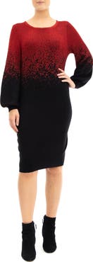 Nina Leonard Ombré Lurex Sweater Dress