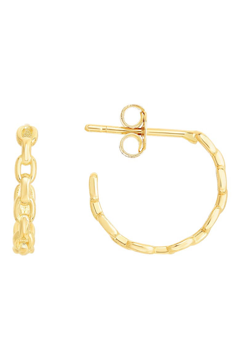 14K Gold Chain Link Hoop Earrings, Main, color, YELLOW GOLD