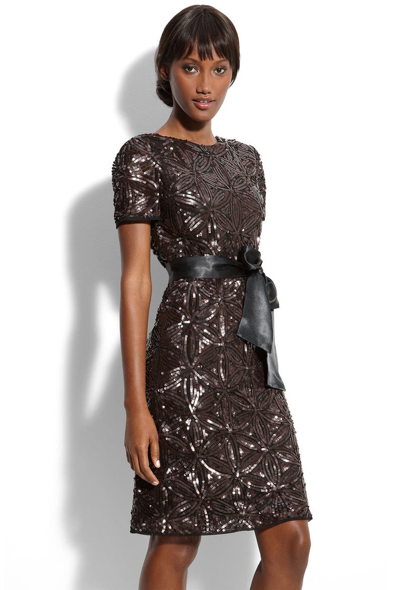 Sequin Sheath Dress, Main, color, ESPRESSO