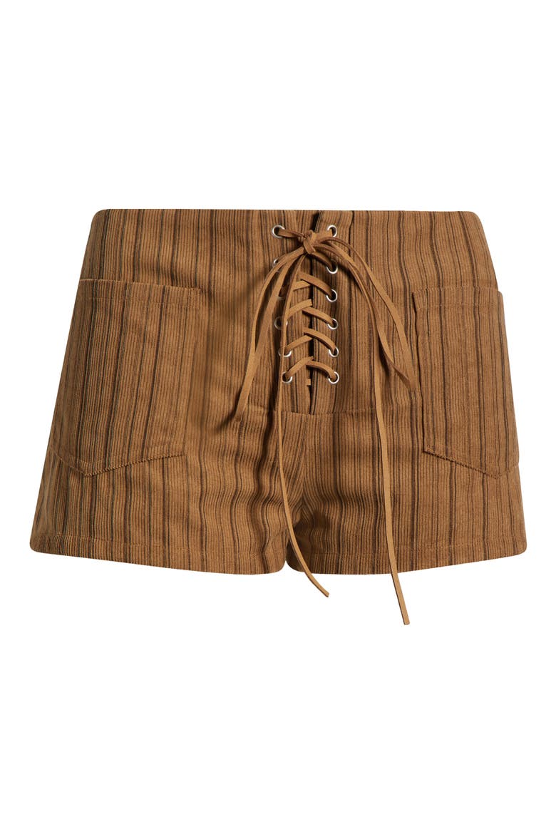 Ronnee Lace-Up Stripe Shorts, Alternate, color, BROWN STRIPE