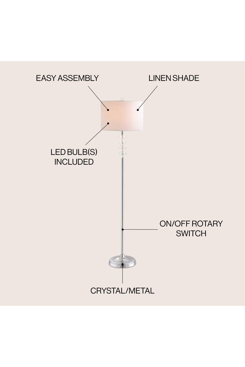 Mia Crystal/Metal LED Floor Lamp, Alternate, color, Clear/ Chrome