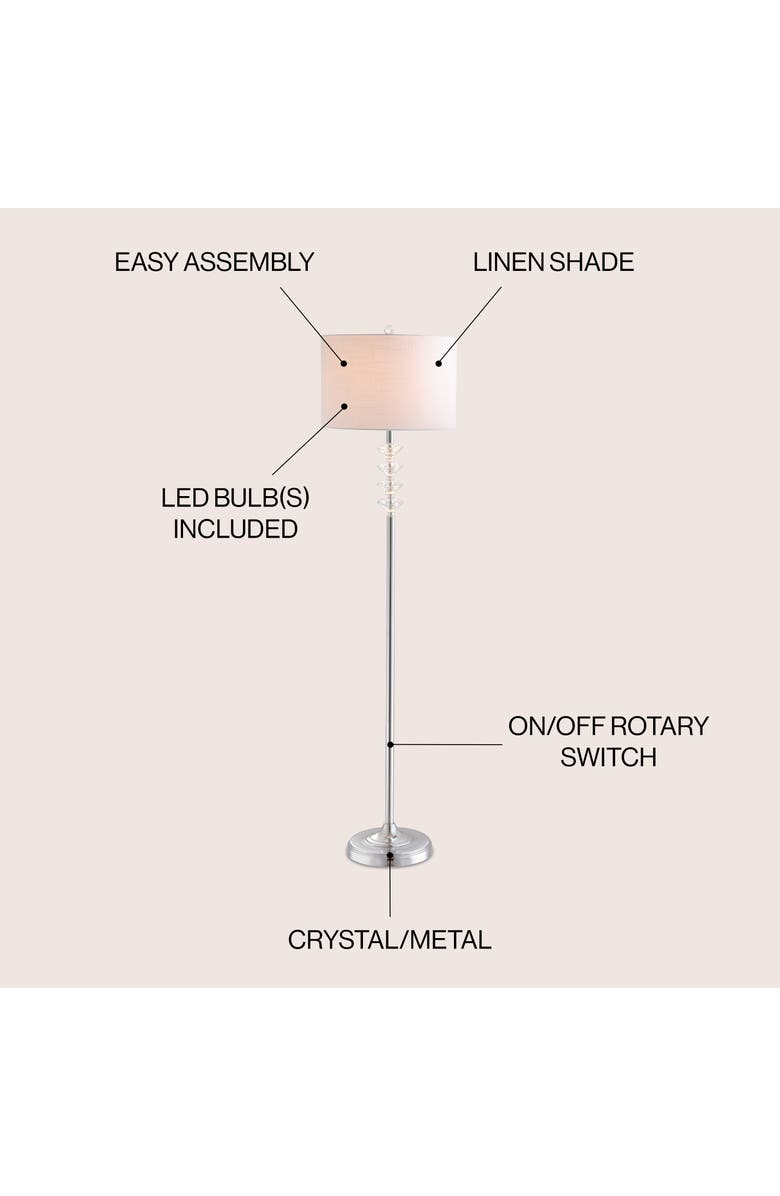 JONATHAN Y Mia Crystal/Metal LED Floor Lamp, Alternate, color, Clear/ Chrome
